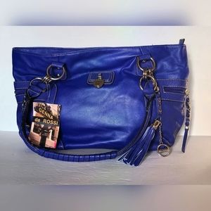 👜 NEW GENNA DE ROSSI Blue Layer Up Faux Leather Purse Shoulder Bag NWT